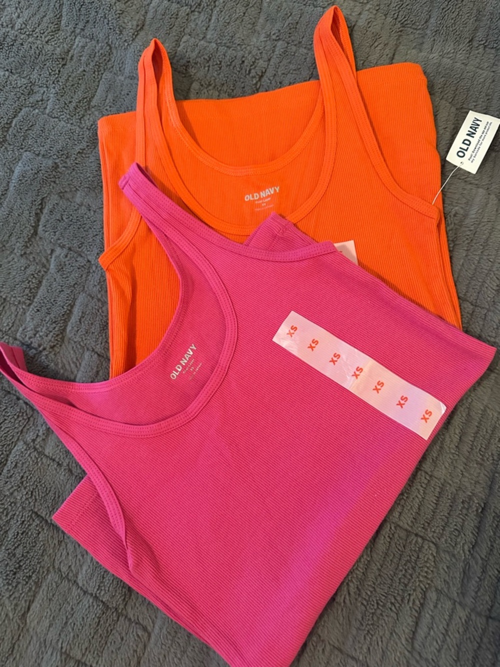 Old Navy Pink & Orange Ribbed Tank Tops